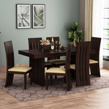 Mooncraft Furniture Wooden Dining Table, Solid Oak Dining Room Table And 6 Chairs