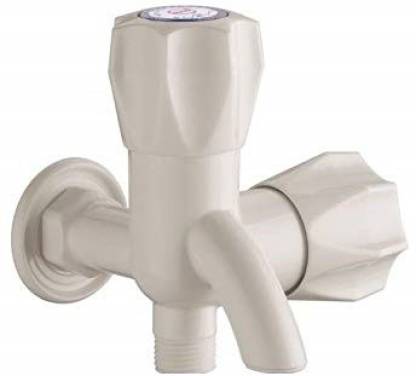 Prestige PVC Bib Cock 2 Way Pack Of 1 With Wall Flange Twin Elbow Valve For Bathroom Kitchen Faucets Taps Twin Elbow Valve Faucet