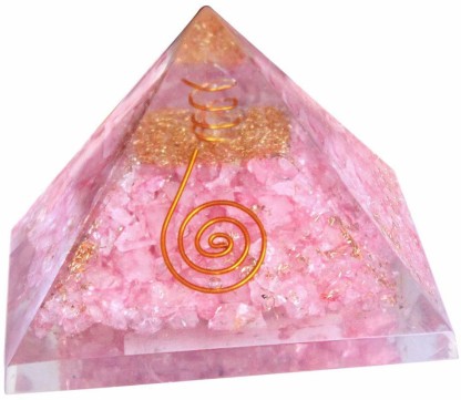 X-LG 70MM Orgone Pyramid Rose Quartz Crystal OM Symbol Organite Pyarmid 