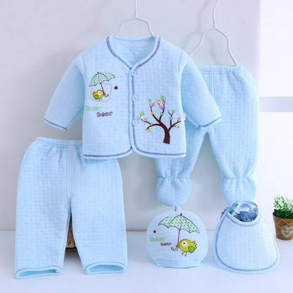 Fancy Walas New Born Baby Winter Wear Keep warm Cartoon Printing Baby Clothes 5Pcs Sets Cotton Fancy Walas New Born Baby Winter Wear Keep warm Cartoon Printing Baby Clothes 5Pcs Sets Cotton