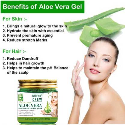 Barbers Crew 100% Pure Aloe Vera Gel For Young and Radiant Skin and Hair  (100 g) Price in India - Buy Barbers Crew 100% Pure Aloe Vera Gel For Young  and Radiant