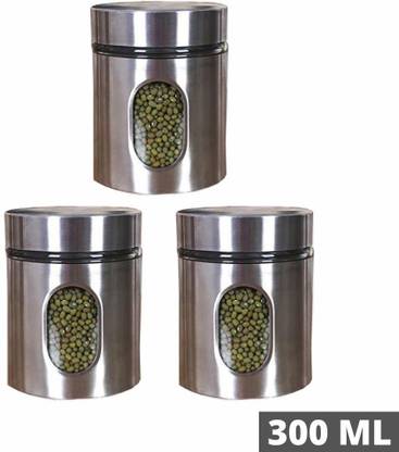 Mahakal Stainless Steel Kitchen Canister Airtight Food Storage Jars With Lid Visible Window Seasoning Cereal Container Mahakal Stainless Steel Kitchen, Airtight Glass Food Storage Containers With Stainless Steel Lid