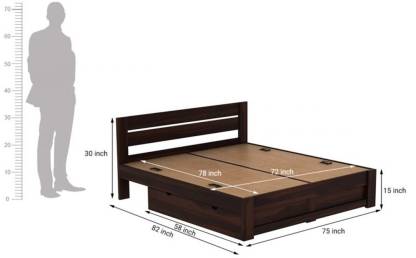 Walnut Finish Solid Wood King Drawer Bed – Mooncraft