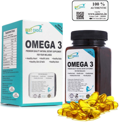 BEST CHOICE Omega-3 Fatty Acids With 1000mg Fish oil Price in India - Buy  BEST CHOICE Omega-3 Fatty Acids With 1000mg Fish oil online at Flipkart.com