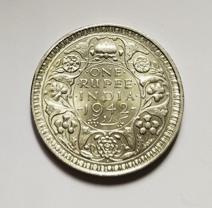 Details about   1942 India British  Rupee  With Dot  Km# 556   Silver  Very Nice Plus 