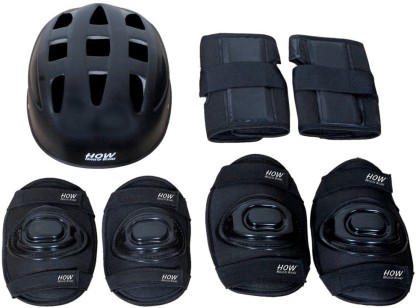 Rollerblading Knee Skating Scooter Elbow Cycling and Other Extreme Sports Activities for Skateboarding Black Helmet and Pads of Wrist Kids Sport Protective Gear Set 