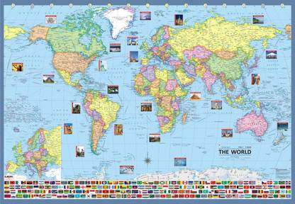 World Map Wall Chart With Flags Of Country Size 40 X28 Inch 100x70 Cm Bottom Of Map Shows Flag Of Country More Than 190 Updated 1 January Paper Print Educational