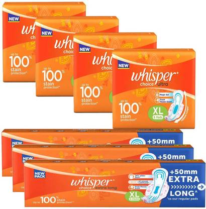 Whisper Choice Extra Long Ultra 100 Stain Protection 42 Pads Sanitary Pad Buy Women Hygiene Products Online In India Flipkart Com