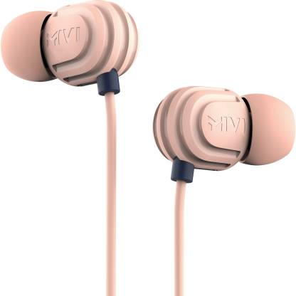 Mivi Rock and Roll W1 Wired Earphones with HD Sound and Powerful Bass with Mic-Champagne Pink Wired Headset