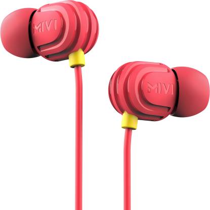 Mivi Rock and Roll W1 Wired Earphones with HD Sound and Powerful Bass with Mic-Red Wired Headset  (Red, In the Ear)