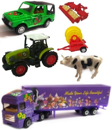 Die Cast Farm Tractor With Trailer 