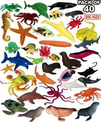 Ziqra Toys Pack Of 40 Realistic Under The Sea Life Figure Ocean Animals Plastic Pool Toys