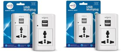 Wipro NWM0300 North West NWM0300 USB Multi Plug with 1 Universal Socket and 2 USB Ports - Pack of 2 Three Pin Plug