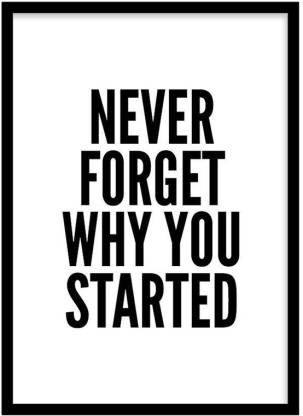 Never Forget Why You Started Motivational Quote Poster Frame For Home And Office Wall Décor - Acrylic Glass - Portrait, Photographic Paper - Quotes & Motivation Posters In India - Buy Art,