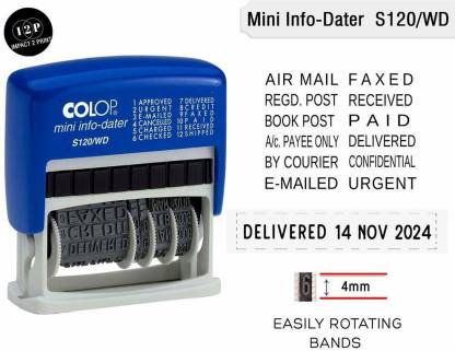 colop S120/WD 12 Words with Date Self Inking Dater Stamp Business Custom Stamp  Office Stationery self ink Price in India - Buy colop S120/WD 12 Words with  Date Self Inking Dater Stamp