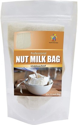 Nut Milk Bag-Filtro alimentare riutilizzabile multiplo,12x12 Inches-Food Grade Cotone biologico,Filtro per mandorle/latte di soia,caffè,tè e succo di frutta 1Pack 
