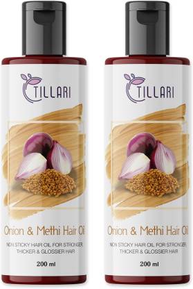 tillari Onion Methi (Fenugreek) Hair Oil For Hair Growth Hair oil (200*2)  Hair Oil - Price in India, Buy tillari Onion Methi (Fenugreek) Hair Oil For  Hair Growth Hair oil (200*2) Hair