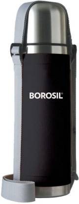 Borosil Stainless Steel Hydra Thermo Vacuum Insulated Flask Water Bottle, Black, 1000ml