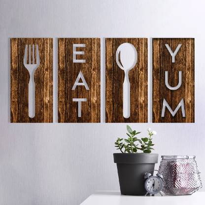The House Of Memories Wall Decor Eat Spoon Fork Wall Sign Set Of 3 Kitchen Wall Decorative Plaque With Mdf Board In 5mm Gifting Item Price In India Buy The House