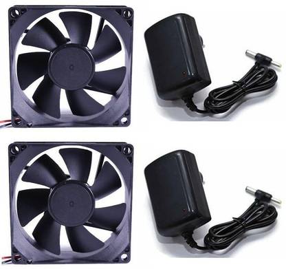 techwiz dc fan 80x80x25mm 12 volt cooler with 12v amps adaptor smps pack of 2 cooler