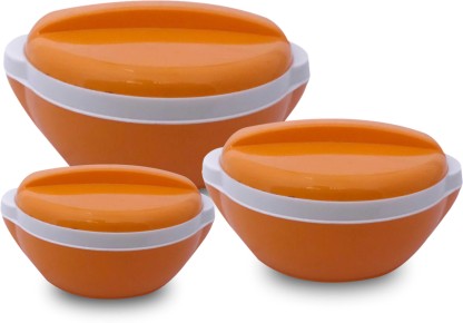 Plastic Casserole Set 3-Pieces Orange 
