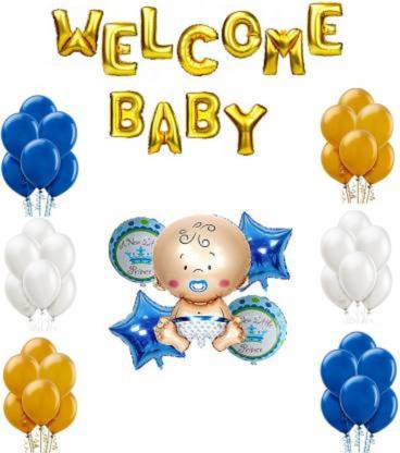 Ar Giftzadda Its A Prince Boy Welcome Baby Boy Decoration Material Baby Shower Foil Balloons Boy We Love You Baby Shower Pack Of 46 Price In India
