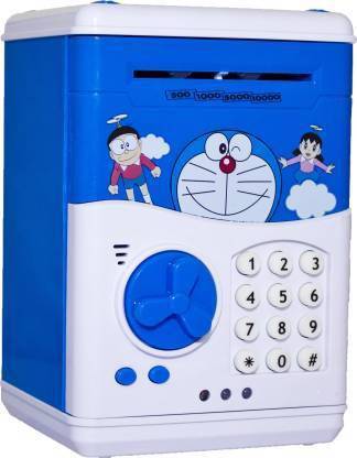 jasscollection Doraemon Money Safe Bank ATM Electronic Piggy Bank with changeable Password Lock Digital Savings Safe for Coins and Notes Coin Bank Coin Bank