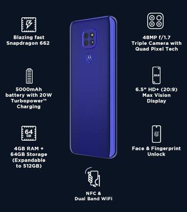 Motorola G9 (Sapphire Blue, 64 GB)