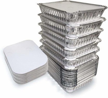 100 X Aluminium Catering Food Storage Containers With Lids Perfect For Home 