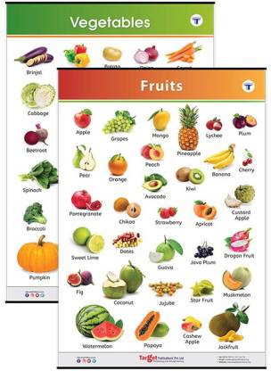 Target Publications Jumbo All in One Fruits and Vegetables Charts for Kids | Learn about Vegetables and Fruits at Home or School with Educational Walls Chart for Children | (39.25 x 27.25 Inch)