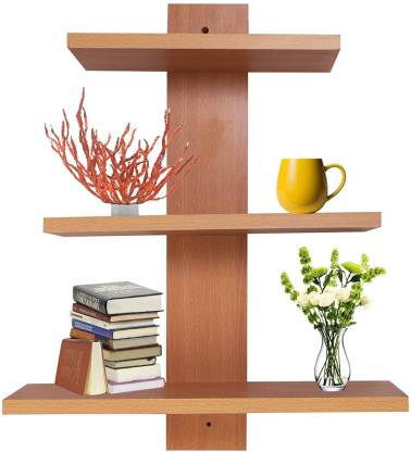 Techno Wooden Book Shelf Wall Display, 3 Shelf Wall Bookcase