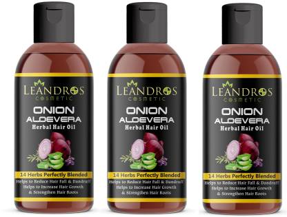 leandros Onion Aloevera oil 14 Herbs Perfectly Blended For Hair Growth and  Hair Thinking Hair Oil pack of 3- Hair Oil - Price in India, Buy leandros  Onion Aloevera oil 14 Herbs