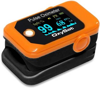Oxysat Finger Tip Pulse Oximeter with SpO2, Perfusion Index and Pulse Rate readings, OLEDs Display and 18 months warranty Pulse Oximeter