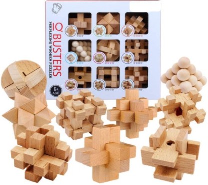 Newin Star 3D Educational Wooden Key Toys KongMing Lock Brain Teaser Logic Puzzle for Kids 