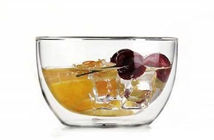 Jj Shopobox Double Wall Glass Bowl 850ml 1 Piece Clear Fruit Bowl Salad Bowl Cereals Bowl Rice Bowl Glass Dessert Bowl Price In India Buy Jj Shopobox Double Wall Glass Bowl 850ml