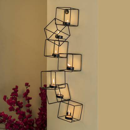 Flipkart Smartbuy Decorative Metal Wall Sconce 7 Cubic Tea Light Architectural Candle Holder Contemporary Home Decor Black Iron Tealight Holder Price In India Buy Flipkart Smartbuy Decorative Metal Wall Sconce 7 Cubic Tea