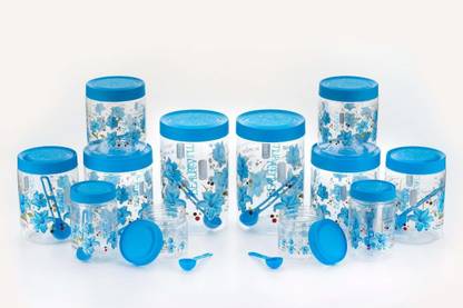 Lariox 12 Pcs Airtight Plastic Food Container Set Kitchen Storage Grocery Containers Kitchen Round Masala Dabba