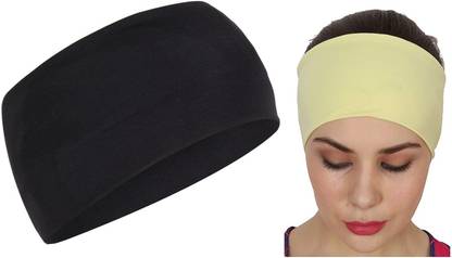 Bismaadh Women & Men Yoga Running Headbands Sports Workout Hair Bands Pack  of 2 (Black & Light Yellow) Head Band Price in India - Buy Bismaadh Women &  Men Yoga Running Headbands