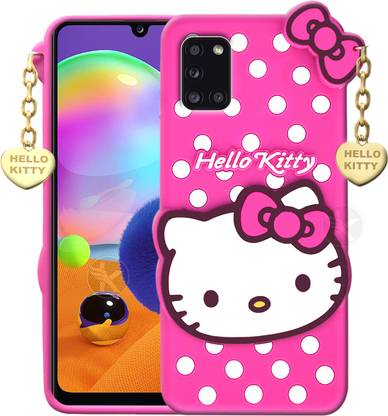 kreatick back cover for samsung galaxy a31 hello kitty case 3d cute doll soft girl back cover with pendant