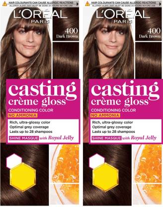 L'Oréal Paris Casting Creme Gloss Hair Color Small Pack (Combo Pack of 2) ,  400 Dark Brown - Price in India, Buy L'Oréal Paris Casting Creme Gloss Hair  Color Small Pack (Combo