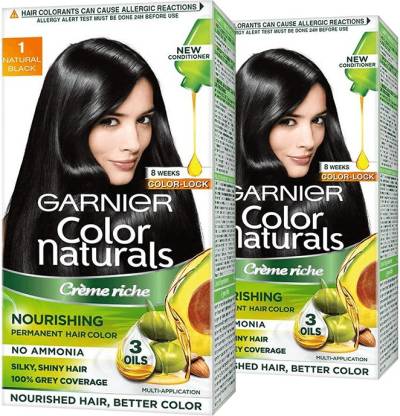 GARNIER Color Naturals Crme Hair Color - Shade 1 Natural Black, 140ml+120g  (Pack of 2) , Shade 1 Natral Black - Price in India, Buy GARNIER Color  Naturals Crme Hair Color -