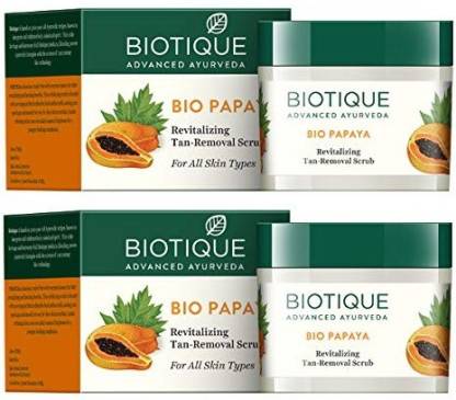 BIOTIQUE Pack o f 2 Bio Papaya Revitalizing Tan Removal Scrub, 75g Scrub