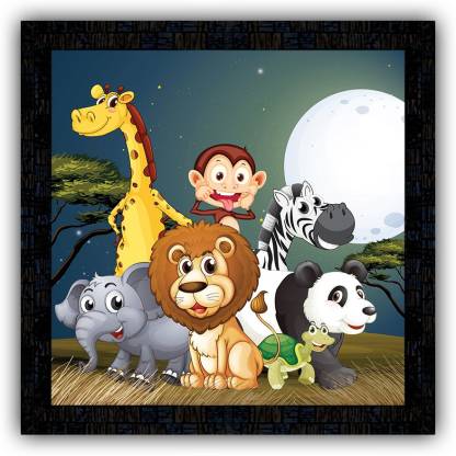 Poster N Frames framed poster of cartoon animals 11581 Digital Reprint 14  inch x 14 inch Painting Price in India - Buy Poster N Frames framed poster  of cartoon animals 11581 Digital
