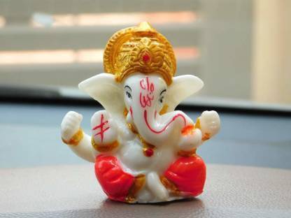 Dinine Craft Handicrafted (ganesh idol) ganesh ji murti Decorative Showpiece – 9 cm  (Polyresin, Red)