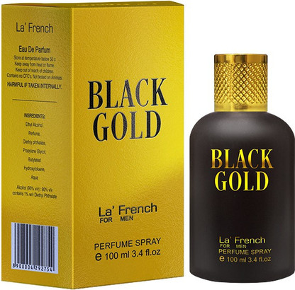 black and gold perfume bottle