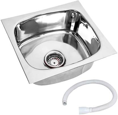 Tradersh Kitchen Sink 18x16x9 Inches Glossy Finish Stainless Steel Premium Range Accessories Bathroom Single Bowl With Pvc Pipe Vessel In - Bathroom Bazaar Kitchen Sinks Tradersh Kitchen Sink 18x16x9 Inches Glossy Finish Stainless Steel Premium Range Accessories Bathroom Single Bowl With Pvc Pipe Vessel In - Bathroom Bazaar Kitchen Sinks