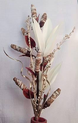 Ansu S Home Decor Bunch Of Handmade Dry Palm Leaf Flowers Moti Sticks And Dry Palm Leaves Filler 60cm Bunch White Brown Dried Sticks Artificial Flower Price In India Buy Ansu S Home