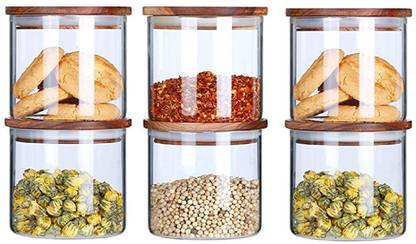 Sskart 270ml Glass Jar Wooden Lid For Food Storage Containers Set Airtight Food Jars With Bamboo