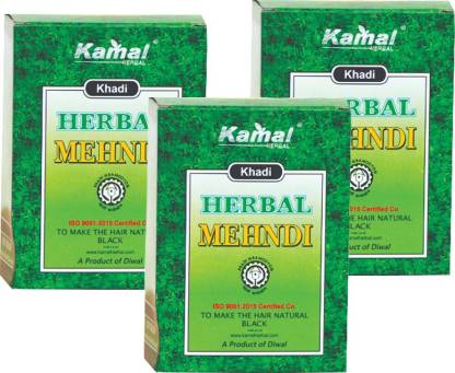 Kamal Herbal KHADI HERBAL Black Mehndi for natural black hairs pure and  ayurvedic hair product Pack of 3 , Black - Price in India, Buy Kamal Herbal  KHADI HERBAL Black Mehndi for