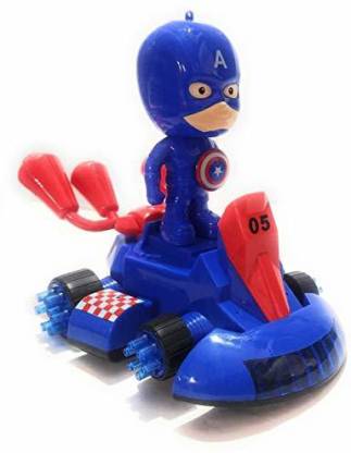 IndusBay Stunt Bike Hover craft Toy Kart Super Hero Captain America Stunt  Car Bump and Go Toy with 5D Light & Sound Car Scooter Bike Toys for Kids  Toddlers - Stunt Bike